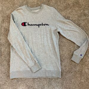 Champion Men's Crewneck Sweater in Light Gray